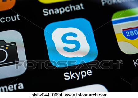 Smartphone screen displaying Skype app in detail View Large Photo Image Picture - Smartphone screen displaying Skype app in detail. Fotosearch