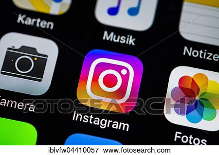 Smartphone screen with Instagram app icon in detail View Large Photo Image Stock Photo - Smartphone screen with Instagram app icon in detail. Fotosearch