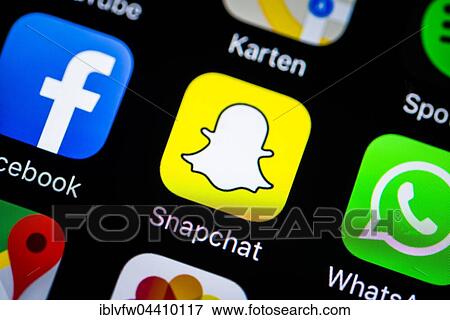 Smartphone screen with SnapChat, WhatsApp, Facebook app icons View Large Photo Image Stock Photo - Smartphone screen with SnapChat, WhatsApp, Facebook app icons. Fotosearch