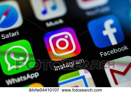 Smartphone screen with WhatsApp, Instagram and Facebook app icons in detail View Large Photo Image Stock Photo - Smartphone screen with WhatsApp, Instagram and Facebook app icons in detail. Fotosearch