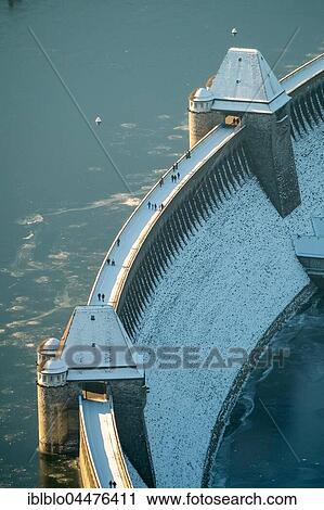 Snowy dam Möhnesee, low water at Möhnesee, Sauerland, North Rhine-Westphalia, Germany, Europe View Large Photo Image Stock Image - Snowy dam Möhnesee, low water at Möhnesee, Sauerland, North Rhine-Westphalia, Germany, Europe. Fotosearch