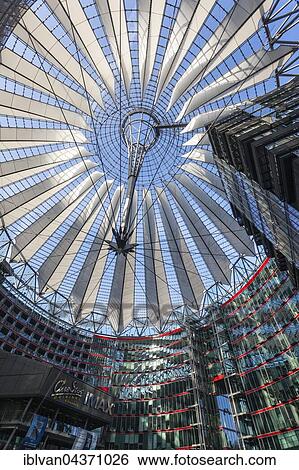 Sony Center with glass dome, architect Helmut Jahn, Potsdamer Platz, Berlin, Deutschland View Large Photo Image Stock Photograph - Sony Center with glass dome, architect Helmut Jahn, Potsdamer Platz, Berlin, Deutschland. Fotosearch