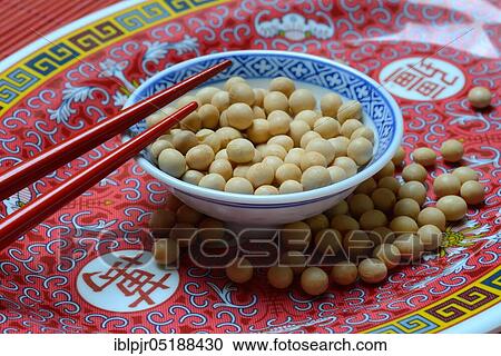 Stock Image - Soybeans in shell, Glycine max. Fotosearch