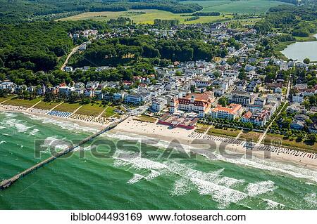 Spa house, Long sandy beach, Binz, Baltic coast, Mecklenburg-Western Pomerania, Germany, Europe View Large Photo Image Stock Photo - Spa house, Long sandy beach, Binz, Baltic coast, Mecklenburg-Western Pomerania, Germany, Europe. Fotosearch