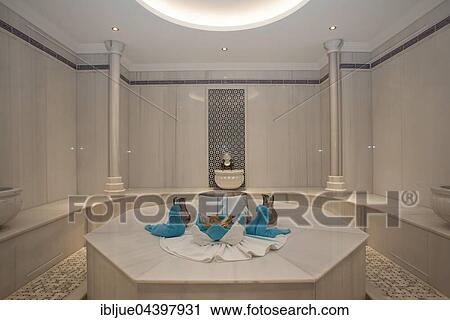 Spa with decorative towel display, Ali Bey Resort, Side, Antalya, Turkey, Asia View Large Photo Image Stock Image - Spa with decorative towel display, Ali Bey Resort, Side, Antalya, Turkey, Asia. Fotosearch