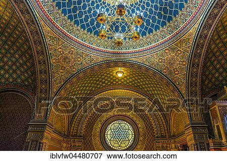 Spanish Synagogue, interior shot, Josefov, Jewish Quarter, Prague, Bohemia, Czech Republic, Europe View Large Photo Image Stock Photo - Spanish Synagogue, interior shot, Josefov, Jewish Quarter, Prague, Bohemia, Czech Republic, Europe. Fotosearch