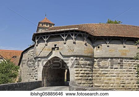 Stock Photograph - Spitaltor, Old Town, Rothenburg ob der Tauber, Middle Franconia, Bavaria, Germany, Europe. Fotosearch