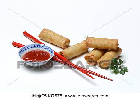 Spring roll and bowl with sauce View Large Photo Image Stock Photography - Spring roll and bowl with sauce. Fotosearch