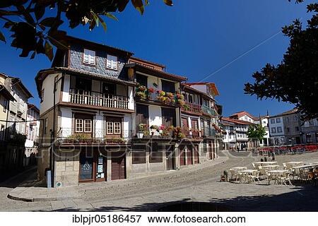 Square in the old town of Guimaraes, Praca de Santiago, Minho, Portugal, Europe View Large Photo Image Stock Photo - Square in the old town of Guimaraes, Praca de Santiago, Minho, Portugal, Europe. Fotosearch