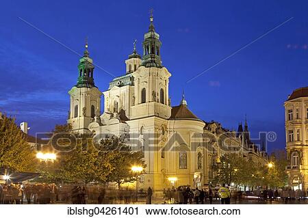 St. Nicholas Church, dusk, Lesser Town Square, Prague, Czech Republic, Europe View Large Photo Image Stock Image - St. Nicholas Church, dusk, Lesser Town Square, Prague, Czech Republic, Europe. Fotosearch