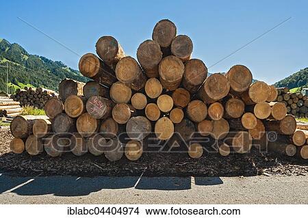 Stacked logs, sawmill near Hittisau, Bregenz Forest, Vorarlberg, Austria, Europe View Large Photo Image Picture - Stacked logs, sawmill near Hittisau, Bregenz Forest, Vorarlberg, Austria, Europe. Fotosearch