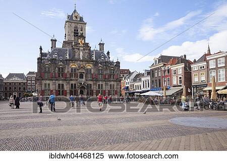 Stadhuis, city hall, market, Delft, Holland, The Netherlands, Europe View Large Photo Image Stock Photography - Stadhuis, city hall, market, Delft, Holland, The Netherlands, Europe. Fotosearch