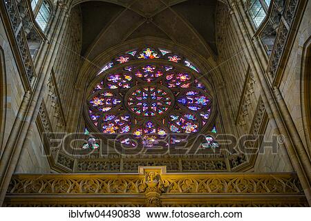 Stained glass window, stained glass window, rose window, the creation of the world, St. Vitus Cathedral, St. Vitus Cathedral, Interior, Prague Castle, Hradčany, the Castle District, Prague, Czech Republic, Europe View Large Photo Image Stock Photo - Stained glass window, stained glass window, rose window, the creation of the world, St. Vitus Cathedral, St. Vitus Cathedral, Interior, Prague Castle, Hradčany, the Castle District, Prague, Czech Republic, Europe. Fotosearch