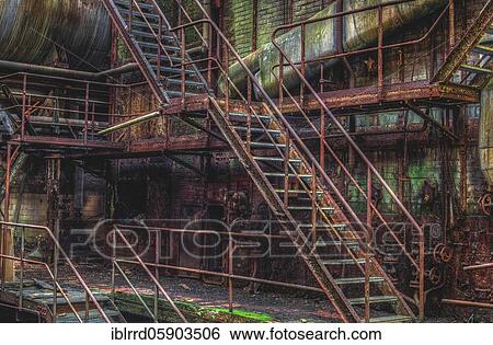 Staircase, derelict Hermes paper factory, Lost Place, Düsseldorf, North Rhine-Westphalia, Germany, Europe View Large Photo Image Stock Photograph - Staircase, derelict Hermes paper factory, Lost Place, Düsseldorf, North Rhine-Westphalia, Germany, Europe. Fotosearch