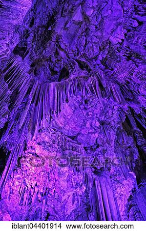 stalactite cave St. Michael's Cave, limestone cave in the Upper Rock Nature Reserve, illuminated, Gibraltar, Europe View Large Photo Image Picture - stalactite cave St. Michael's Cave, limestone cave in the Upper Rock Nature Reserve, illuminated, Gibraltar, Europe. Fotosearch