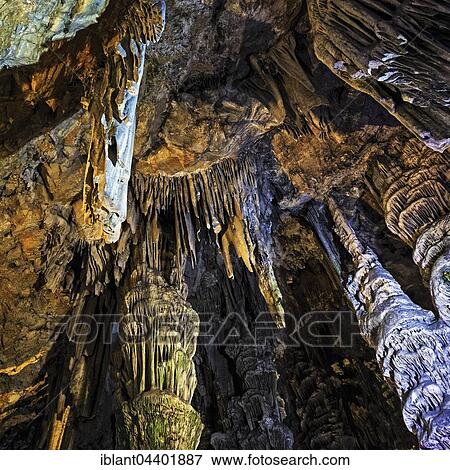 stalactite cave St. Michael's Cave, limestone cave in the Upper Rock Nature Reserve, illuminated, Gibraltar, Europe View Large Photo Image Stock Photo - stalactite cave St. Michael's Cave, limestone cave in the Upper Rock Nature Reserve, illuminated, Gibraltar, Europe. Fotosearch