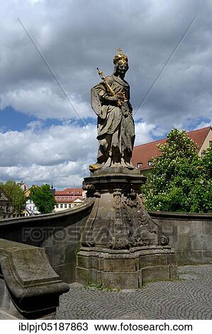 Stock Image - Statue of Empress Cunegond, Saint, Lower Bridge, Bamberg, Upper Franconia, Bavaria, Germany, Europe. Fotosearch