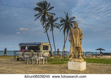 Stock Photography - Statues for the Independence before the San Sebastian Fort, City of Sao Tome, Sao Tome and Principe, Atlantic ocean, Africa. Fotosearch