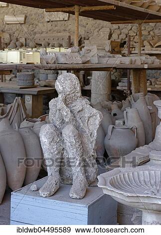 Stock Photo - Storage room with archaeological pieces, archaeological findings, Granai del Foro, granaries, ancient city, Pompeii, Campania, Italy, Europe. Fotosearch