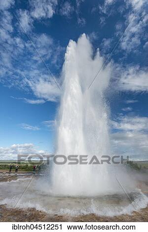 Stock Image - Strokkur, geothermal Haukadalur, Southern Region, Iceland, Europe. Fotosearch