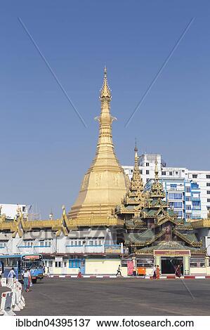Stock Photo - Sule Paya temple, Yangon, Myanmar, Asia. Fotosearch