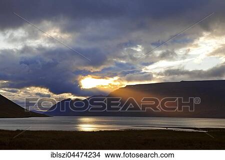 Sunbeam above the Arnarfjörður, Westfjords, Iceland, Europe View Large Photo Image Picture - Sunbeam above the Arnarfjörður, Westfjords, Iceland, Europe. Fotosearch