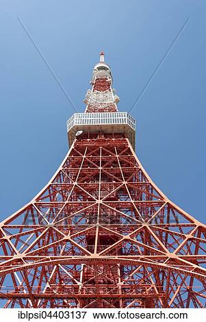 Television tower, Tokyo Tower, Tokyo, Japan, Asia View Large Photo Image Stock Photo - Television tower, Tokyo Tower, Tokyo, Japan, Asia. Fotosearch