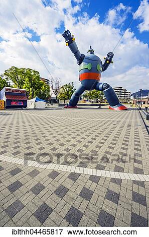 Stock Photo - Tetsujin-28-go statue, also Gigantor, manga figure, Kobe, Wakamatsucho, Japan, Asia. Fotosearch