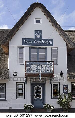 Stock Photo - Thatched cottage, Nieblum, Foehr Island, North Frisia, Schleswig-Holstein, Germany, Europe. Fotosearch