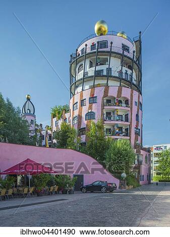 Stock Image - The Green Citadel, buildings by Friedensreich Hundertwasser, 2005 Magdeburg, Saxony-Anhalt, Germany, Europe. Fotosearch
