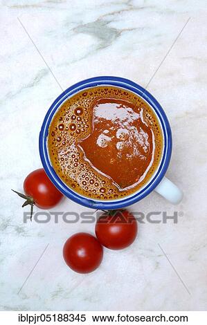 Tomato soup in cup and tomatoes, Solanum lycopersicum View Large Photo Image Stock Photography - Tomato soup in cup and tomatoes, Solanum lycopersicum. Fotosearch