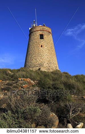 Torre Vigia de los Lobos, watchtower, Rodalquilar, Cabo de Gata Natural Park, Almeria Province, Spain, Europe View Large Photo Image Stock Photo - Torre Vigia de los Lobos, watchtower, Rodalquilar, Cabo de Gata Natural Park, Almeria Province, Spain, Europe. Fotosearch