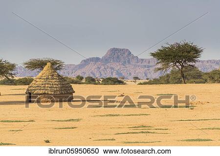 Stock Image - Toubou hut in the Unesco world heritage, Ennedi plateau, Chad, Africa. Fotosearch
