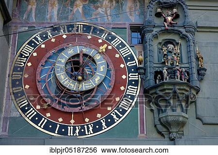 Tower clock at the time bell tower, cytglogge, cytglogge tower, astrolabe clock, Bernese Old Town, Bern, Canton of Bern, Switzerland, Europe View Large Photo Image Stock Photograph - Tower clock at the time bell tower, cytglogge, cytglogge tower, astrolabe clock, Bernese Old Town, Bern, Canton of Bern, Switzerland, Europe. Fotosearch