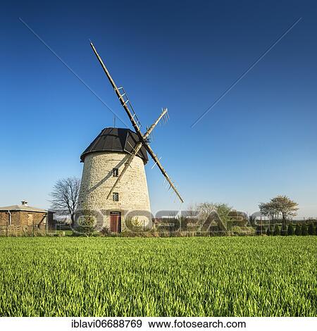 Stock Photo - Tower windmill, Ebersroda, Saxony-Anhalt, Germany, Europe. Fotosearch