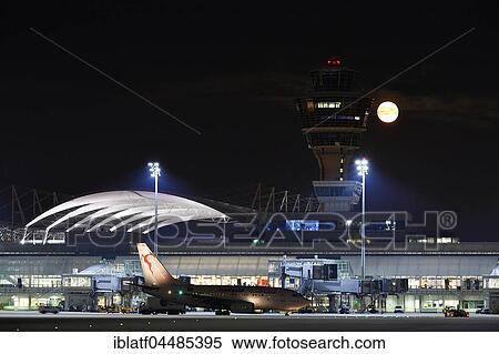 Tower with full moon, Tunisair, Terminal 1, Munich Airport, Upper Bavaria, Bavaria, Germany, Europe View Large Photo Image Stock Photography - Tower with full moon, Tunisair, Terminal 1, Munich Airport, Upper Bavaria, Bavaria, Germany, Europe. Fotosearch