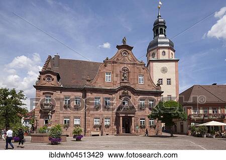 Town Hall and town hall tower at the market square, Ettlingen, Black Forest, Baden-Württemberg, Germany, Europe View Large Photo Image Stock Photo - Town Hall and town hall tower at the market square, Ettlingen, Black Forest, Baden-Württemberg, Germany, Europe. Fotosearch