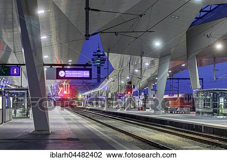 Track area, Vienna Central Station, dusk, Vienna, Austria, Europe View Large Photo Image Stock Image - Track area, Vienna Central Station, dusk, Vienna, Austria, Europe. Fotosearch