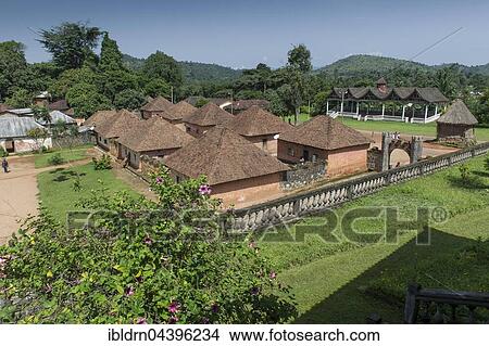 Picture - Traditional village Chefferie of Bafut, Chefferie de Bafut, part of the Royal Palace, UNESCO World Heritage Site, Bamenda, North-West Region, Cameroon, Africa. Fotosearch