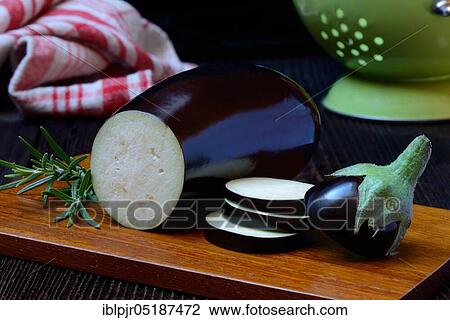 Stock Image - Truncated Egg plant ( Solanum melongena). Fotosearch