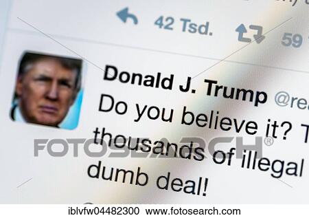 Tweet, Do you believe it?, Twitter by Donald J. Trump, @realDonaldTrump, President of the United States of America, Screenshot View Large Photo Image Stock Image - Tweet, Do you believe it?, Twitter by Donald J. Trump, @realDonaldTrump, President of the United States of America, Screenshot. Fotosearch