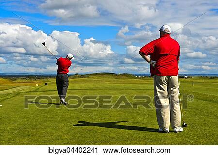 Two golfers teeing on the Jubilee Course, St Andrews Links, St Andrews, Fife, Scotland, United Kingdom, Europe View Large Photo Image Stock Image - Two golfers teeing on the Jubilee Course, St Andrews Links, St Andrews, Fife, Scotland, United Kingdom, Europe. Fotosearch