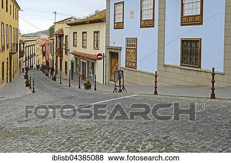 Stock Photo - Typical alley in La Orotava, Tenerife, Canary Islands, Spain, Europe. Fotosearch