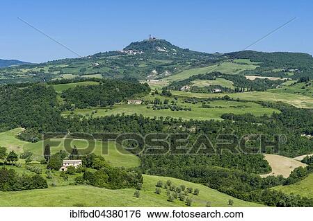 Typical green Tuscan landscape with hills, trees, grain fields, farms and blue sky, Celle sul Rigo, Tuscany, Italy, Europe View Large Photo Image Stock Photograph - Typical green Tuscan landscape with hills, trees, grain fields, farms and blue sky, Celle sul Rigo, Tuscany, Italy, Europe. Fotosearch