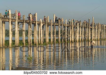U Bein Bridge over Taungthaman Lake, Amarapura, Mandalay, Myanmar, Asia View Large Photo Image Stock Image - U Bein Bridge over Taungthaman Lake, Amarapura, Mandalay, Myanmar, Asia. Fotosearch