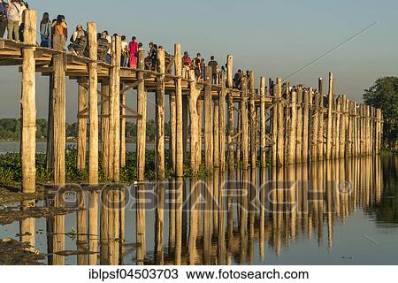 U Bein Bridge over Taungthaman Lake, Amarapura, Mandalay, Myanmar, Asia View Large Photo Image Stock Image - U Bein Bridge over Taungthaman Lake, Amarapura, Mandalay, Myanmar, Asia. Fotosearch