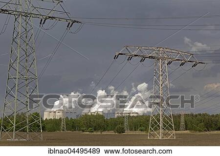 Utility poles, transmission lines to coal plant Jänschwalde, Lausitz, Brandenburg, Germany, Europe View Large Photo Image Stock Photo - Utility poles, transmission lines to coal plant Jänschwalde, Lausitz, Brandenburg, Germany, Europe. Fotosearch