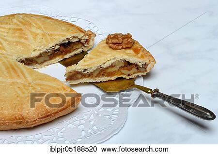 Stock Image - Valais nut cake with cake shovel. Fotosearch