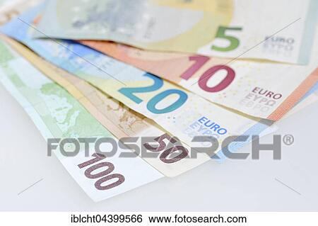 Stock Photograph - Various euro banknotes, fanned. Fotosearch