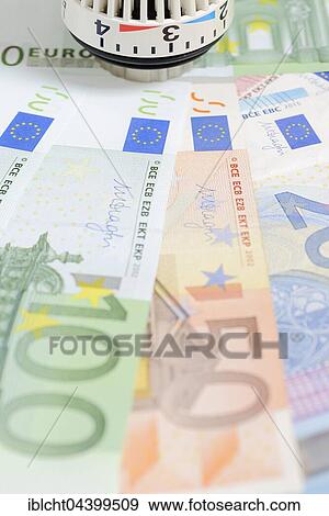 Various Euro bills and radiator thermostat View Large Photo Image Stock Photo - Various Euro bills and radiator thermostat. Fotosearch